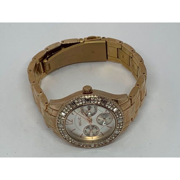 Relic ZR15741 Women's Rose Gold Alloy Analog Silver Dial Quartz Wrist Watch E487 - Picture 7 of 11